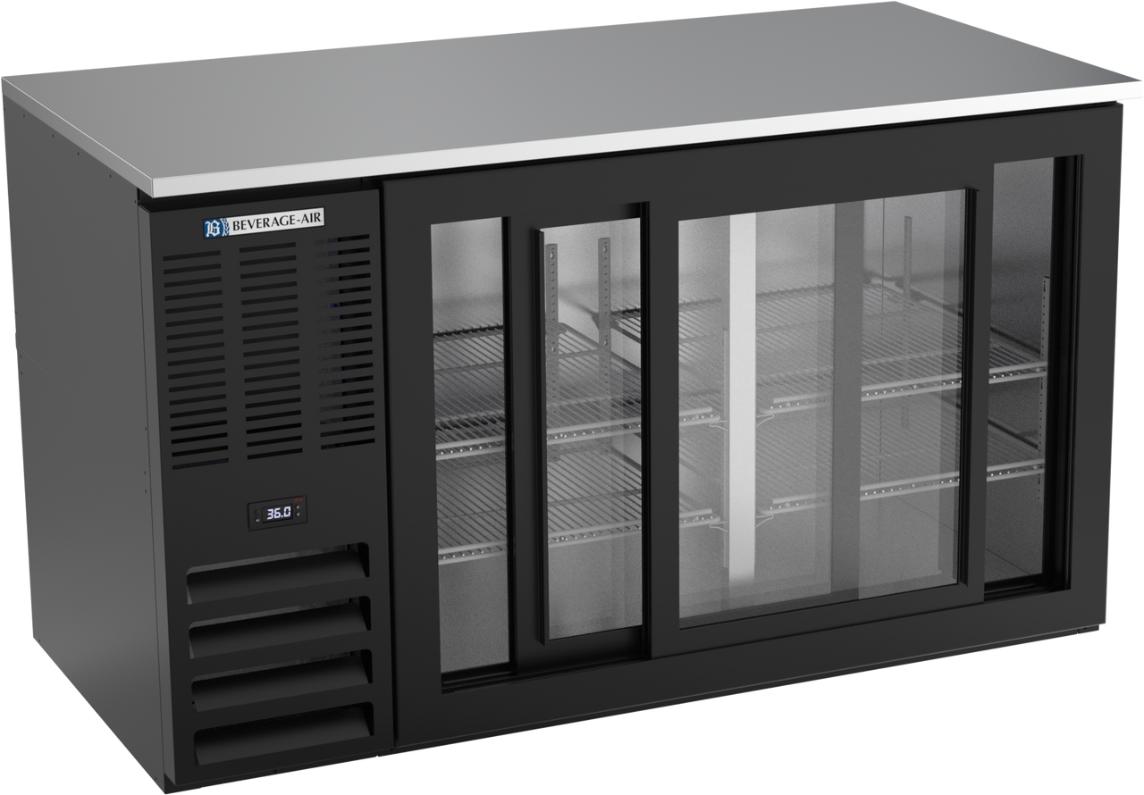 BB58HC-GS-B | 58" Sliding Glass Doors Back Bar in Black