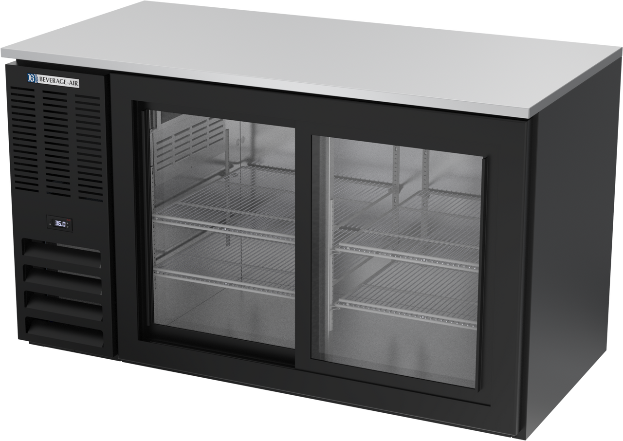 BB58HC-GS-B | 58" Sliding Glass Doors Back Bar in Black