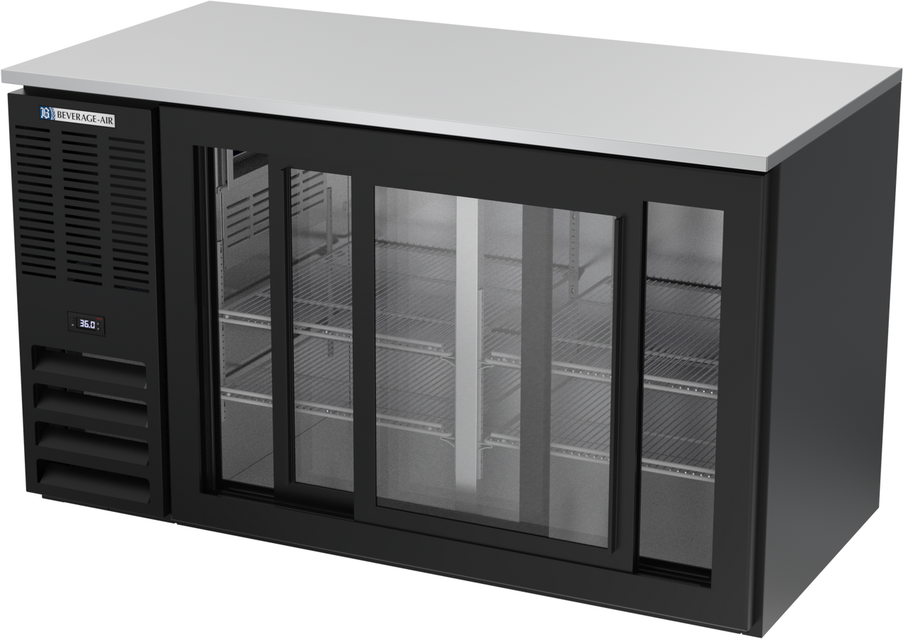 BB58HC-GS-B | 58" Sliding Glass Doors Back Bar in Black