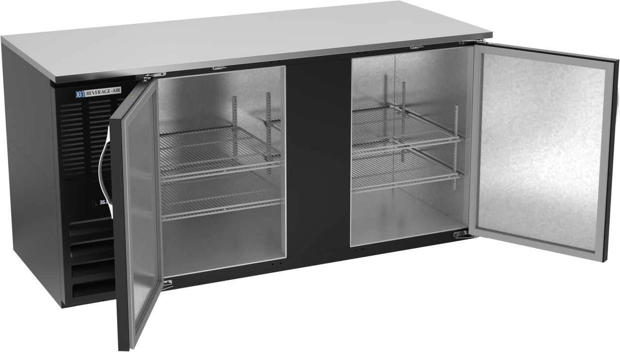 BB68HC-B | 68" Solid Doors Back Bar in Black