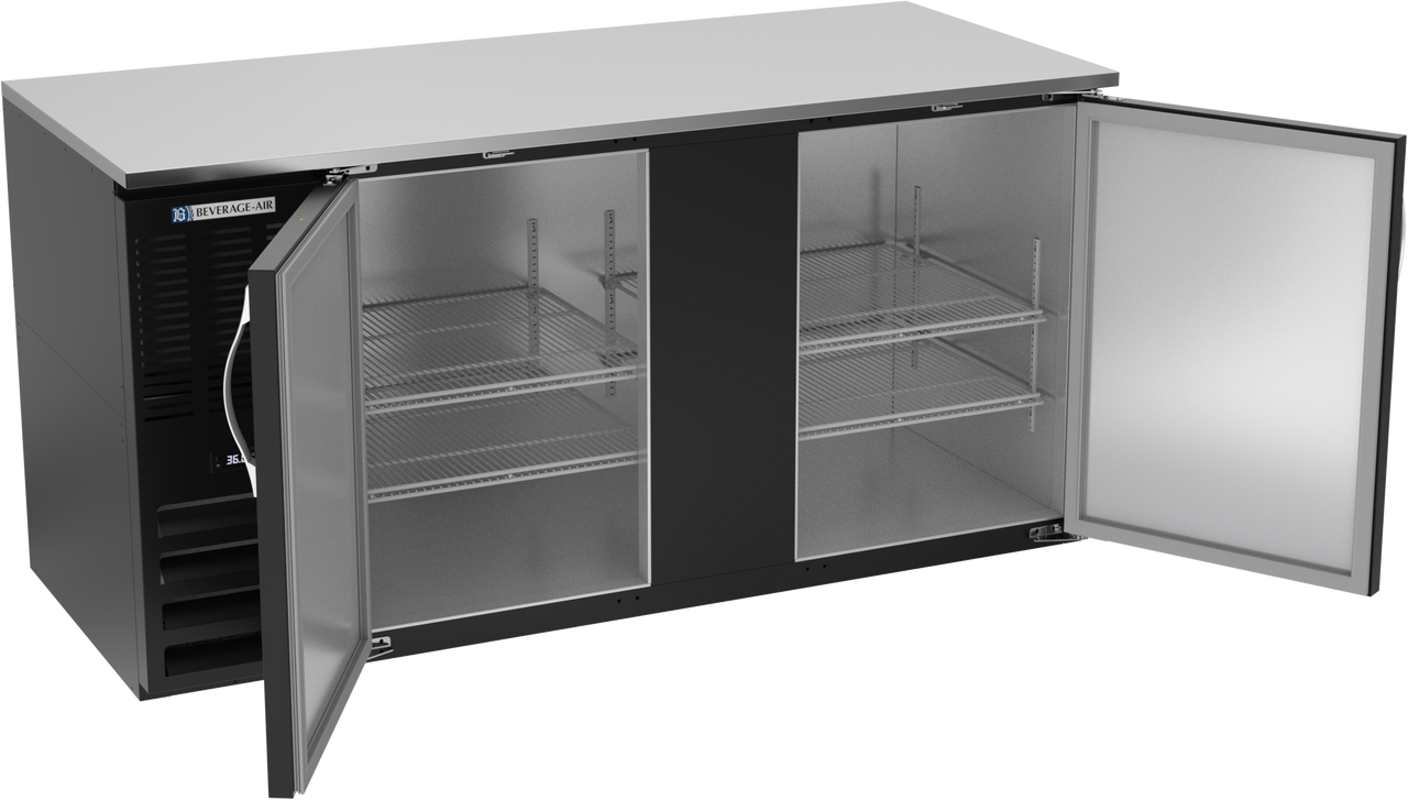 BB68HC-F-B | 68" Solid Doors Food Rated Back Bar in Black