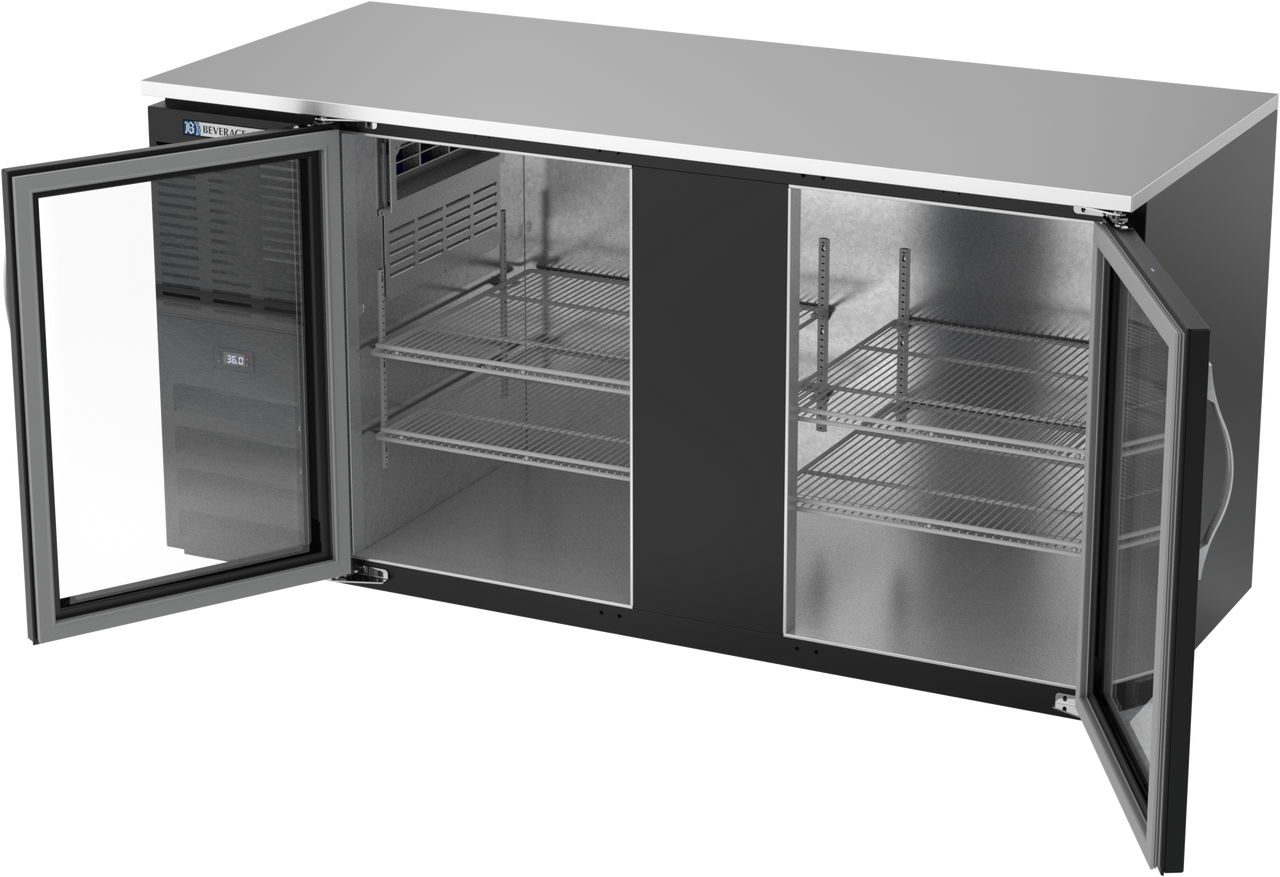 BB68HC-G-B | 68" Glass Doors Back Bar in Black BB68HC-G-B | 68" Glass Doors Back Bar in Black