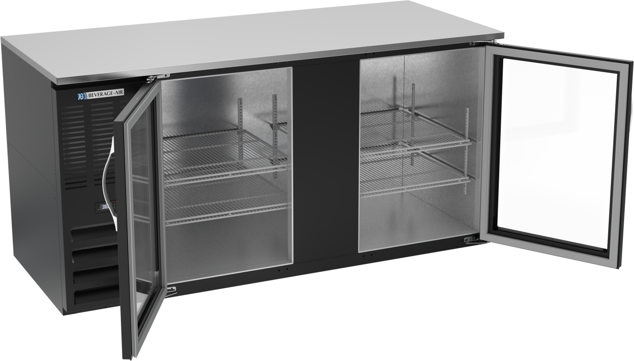 BB68HC-G-B | 68" Glass Doors Back Bar in Black