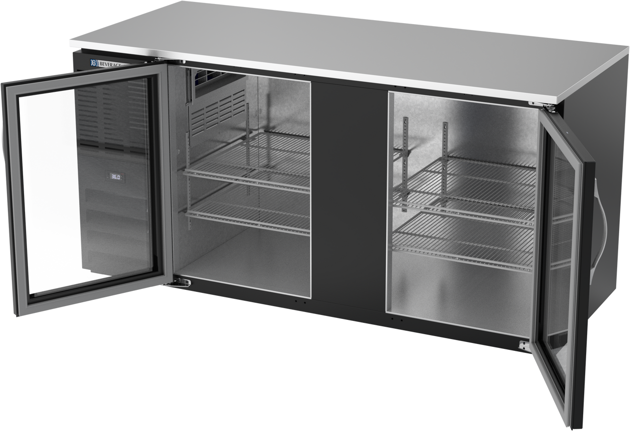 BB68HC-G-B | 68" Glass Doors Back Bar in Black