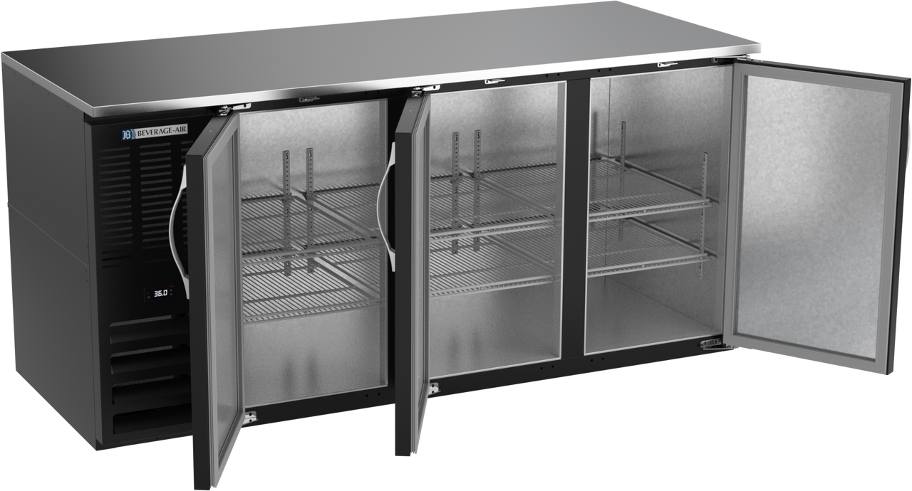 BB72HC-B | 72" Solid Doors Back Bar in Black BB72HC-B | 72" Solid Doors Back Bar in Black