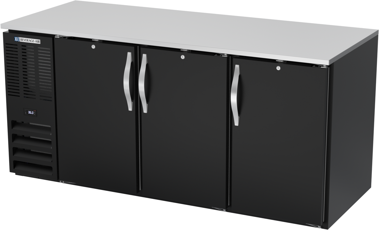 BB72HC-B | 72" Solid Doors Back Bar in Black