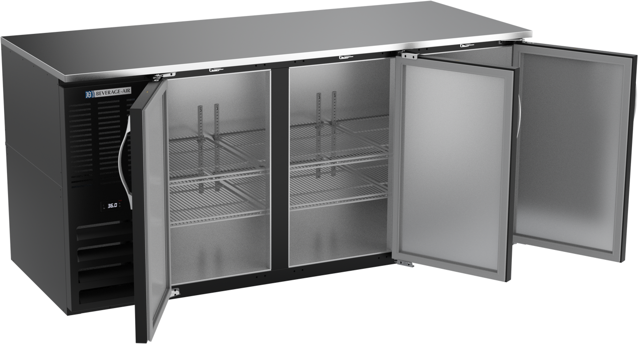 BB72HC-F-B | 72" Solid Doors Food Rated Back Bar in Black