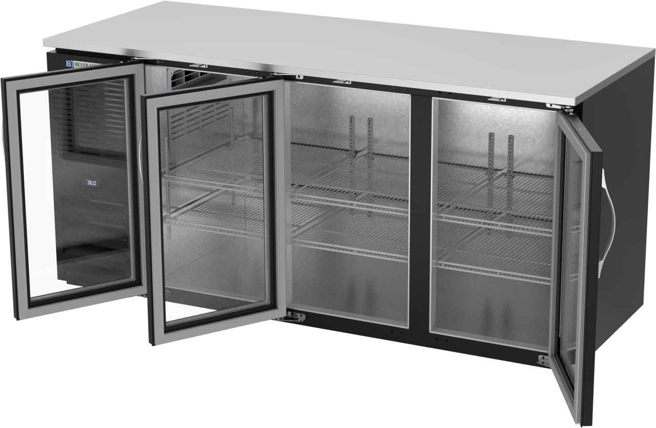 BB72HC-G-B | 72" Glass Doors Back Bar in Black BB72HC-G-B | 72" Glass Doors Back Bar in Black