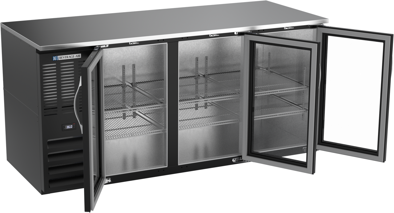BB72HC-G-B | 72" Glass Doors Back Bar in Black
