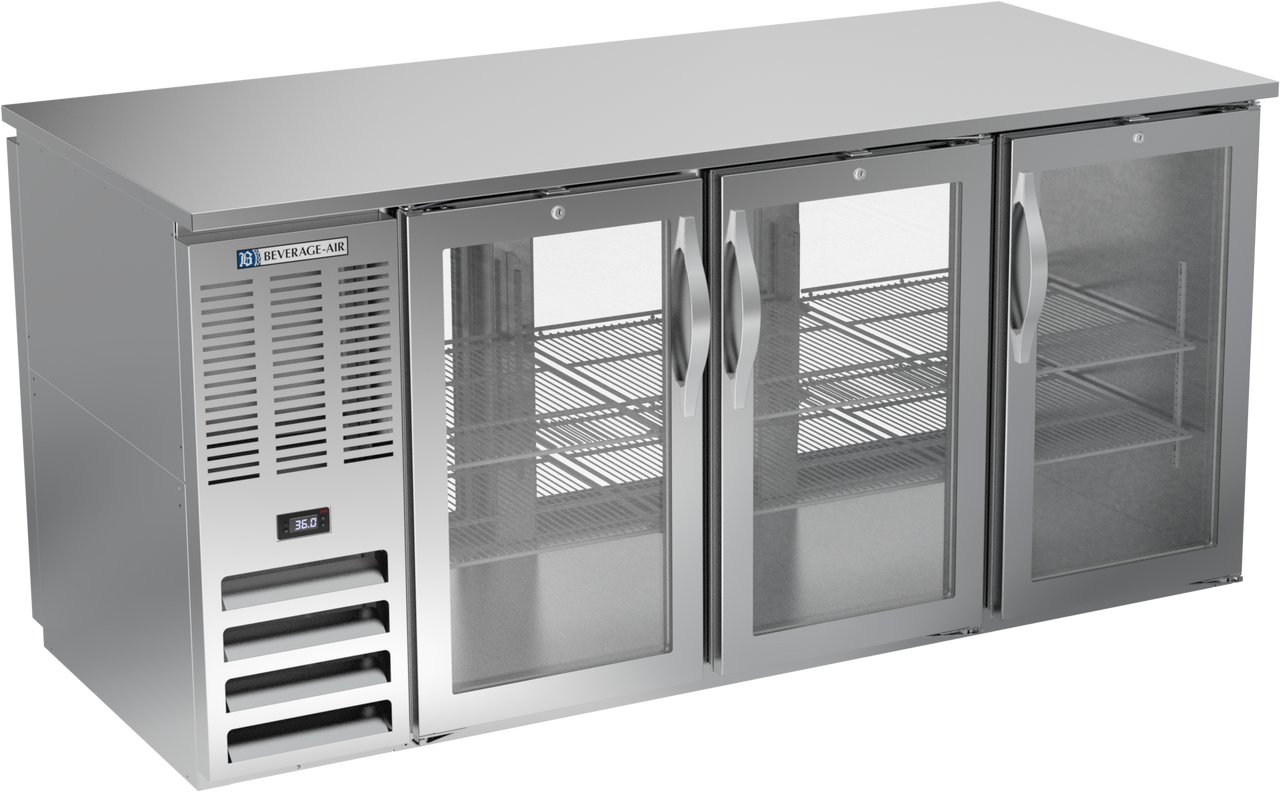 BB72HC-G-PT-S | 72" Glass Doors Pass-thru Back Bar in Stainless Steel