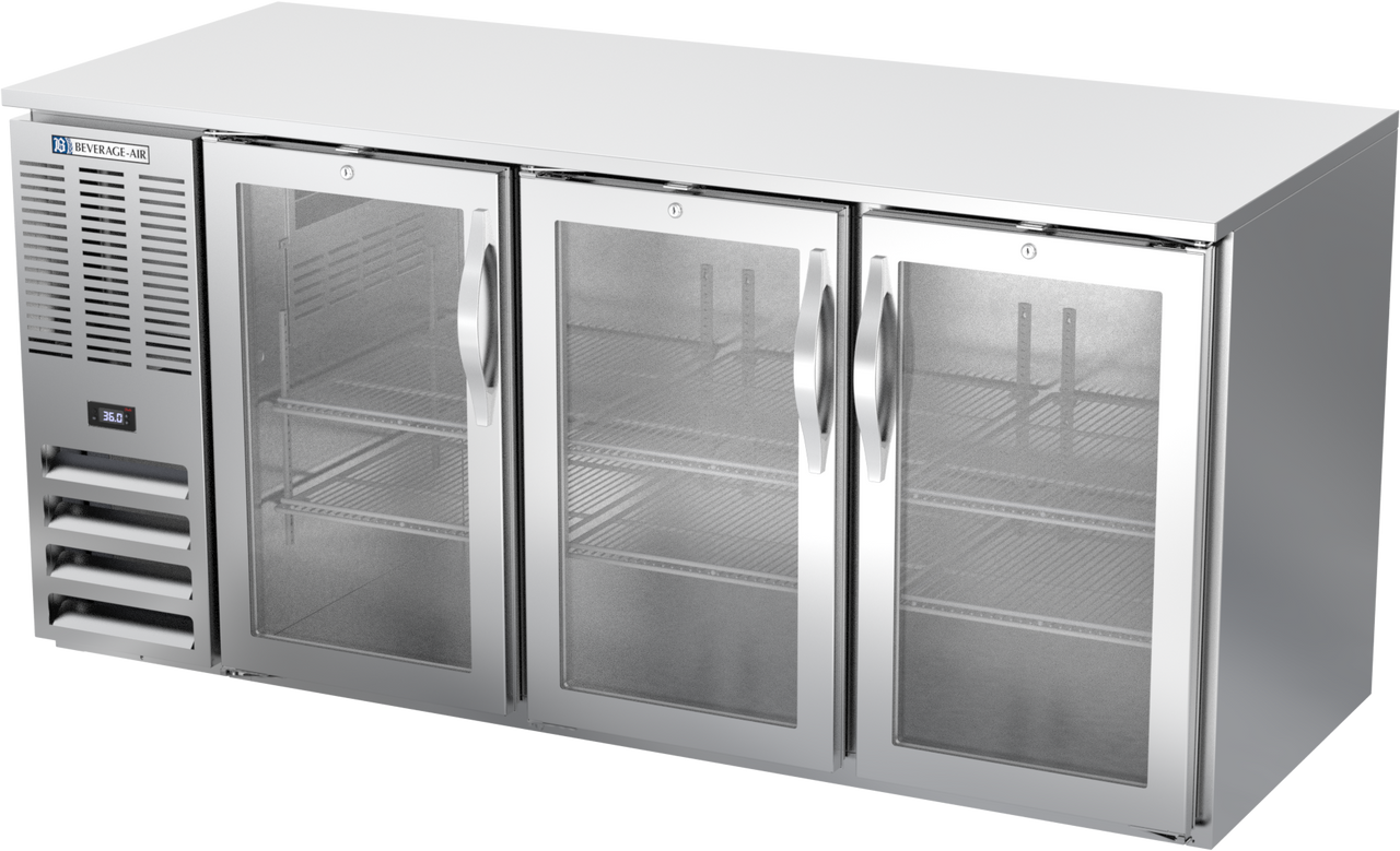 BB72HC-G-S | 72" Glass Doors Back Bar in Stainless Steel