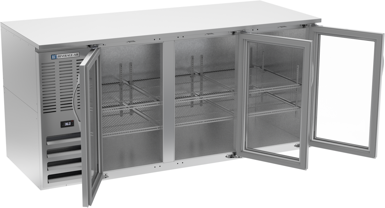 BB72HC-G-S | 72" Glass Doors Back Bar in Stainless Steel