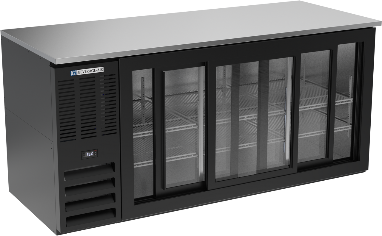 BB72HC-GS-B | 72" Sliding Glass Doors Back Bar in Black