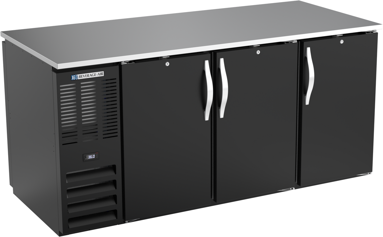 BB72HC-PT-B | 72" Solid Doors Pass-thru Back Bar in Black