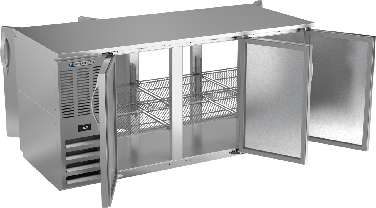 BB72HC-PT-S | 72" Solid Doors Pass-thru Back Bar in Stainless Steel