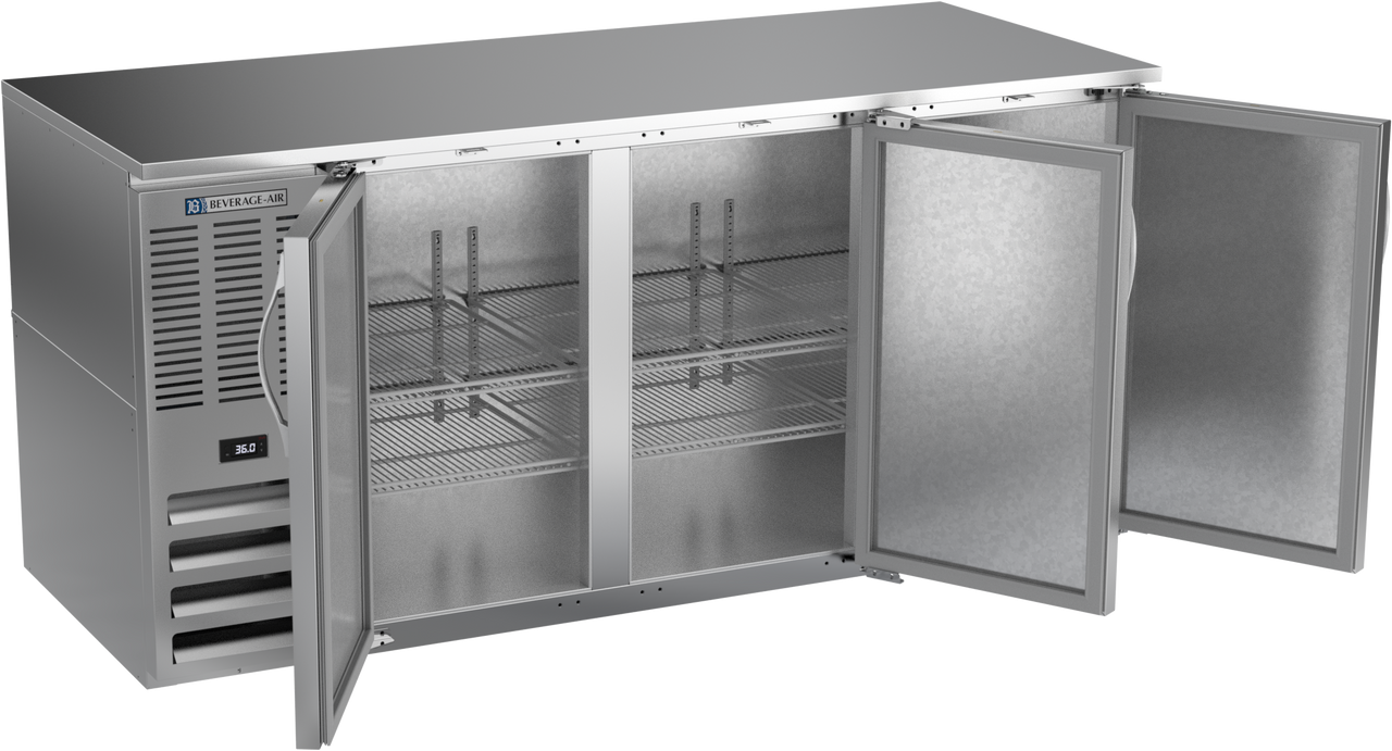 BB72HC-S | 72" Solid Doors Back Bar in Stainless Steel
