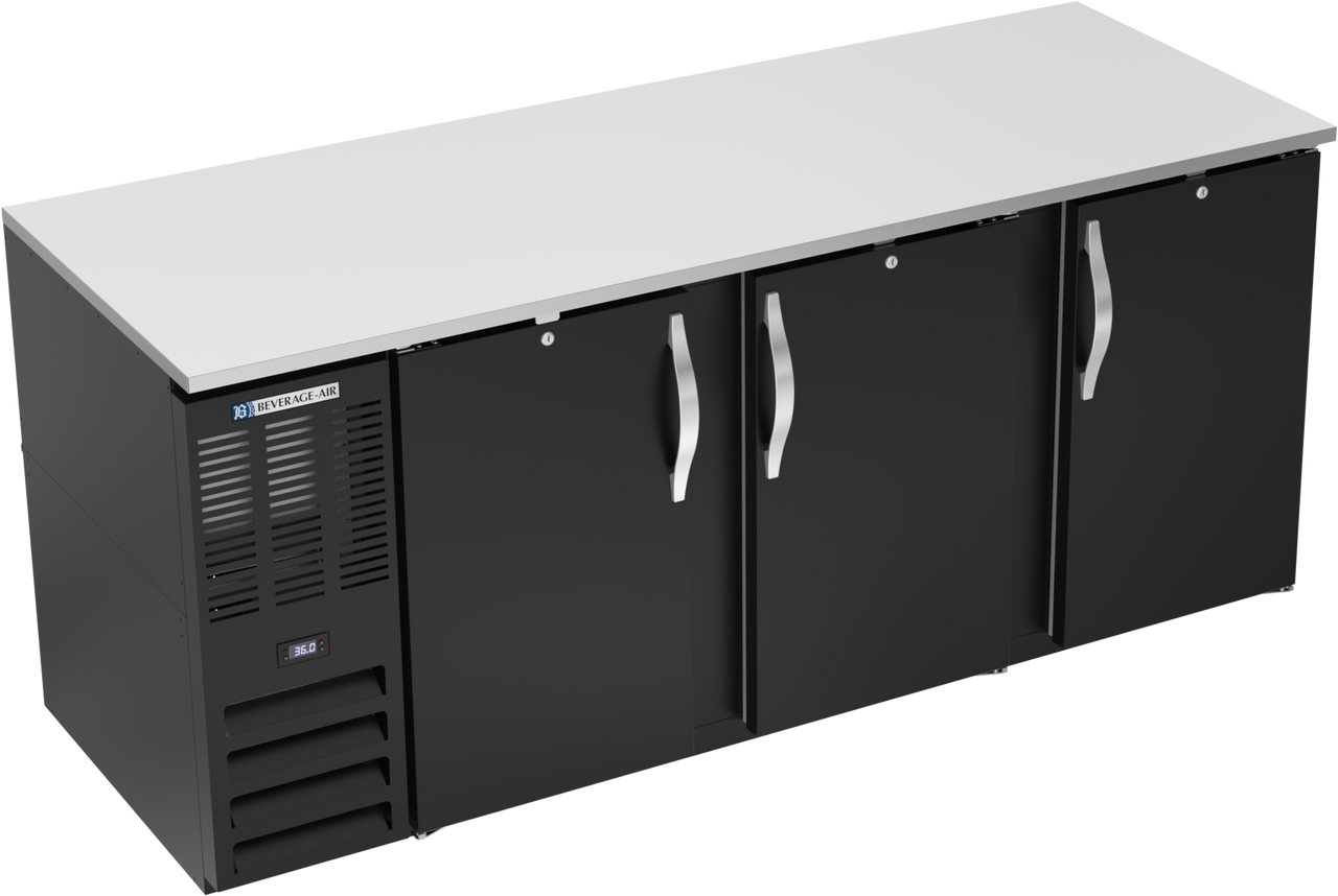 BB78HC-B | 78" Solid Doors Back Bar in Black