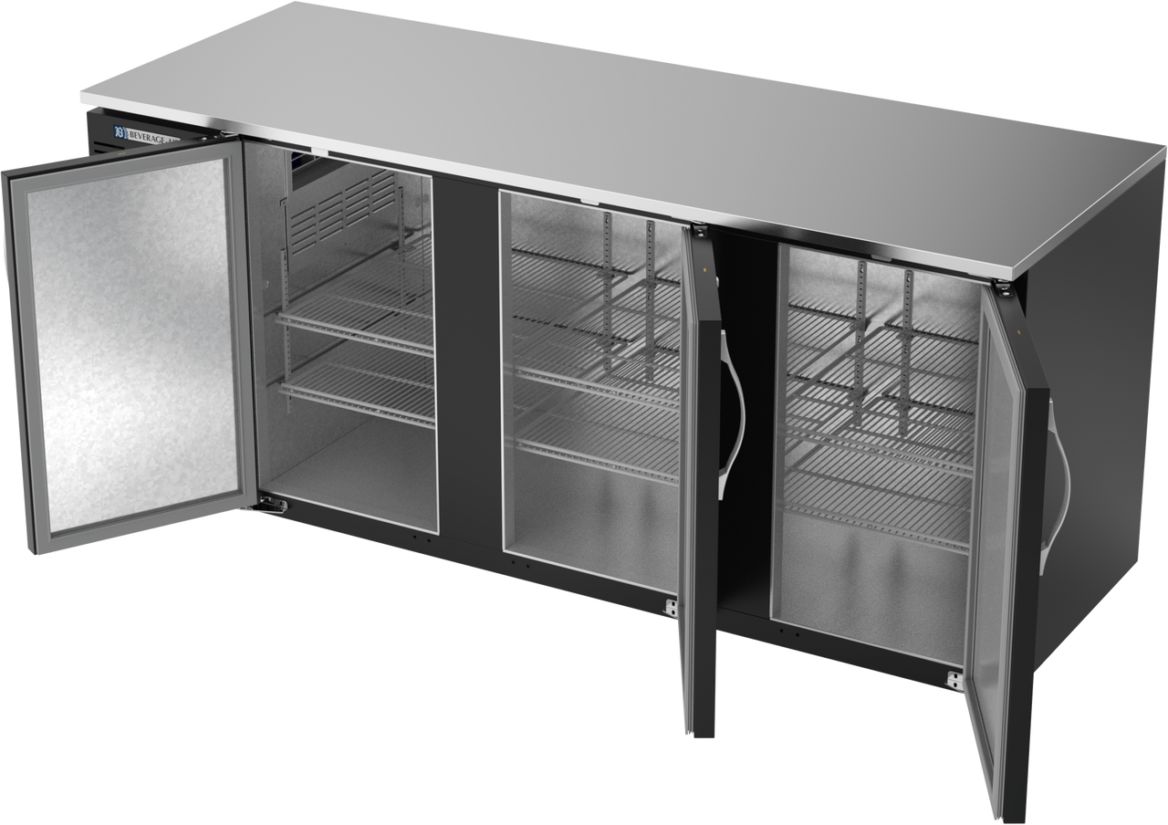BB78HC-B | 78" Solid Doors Back Bar in Black