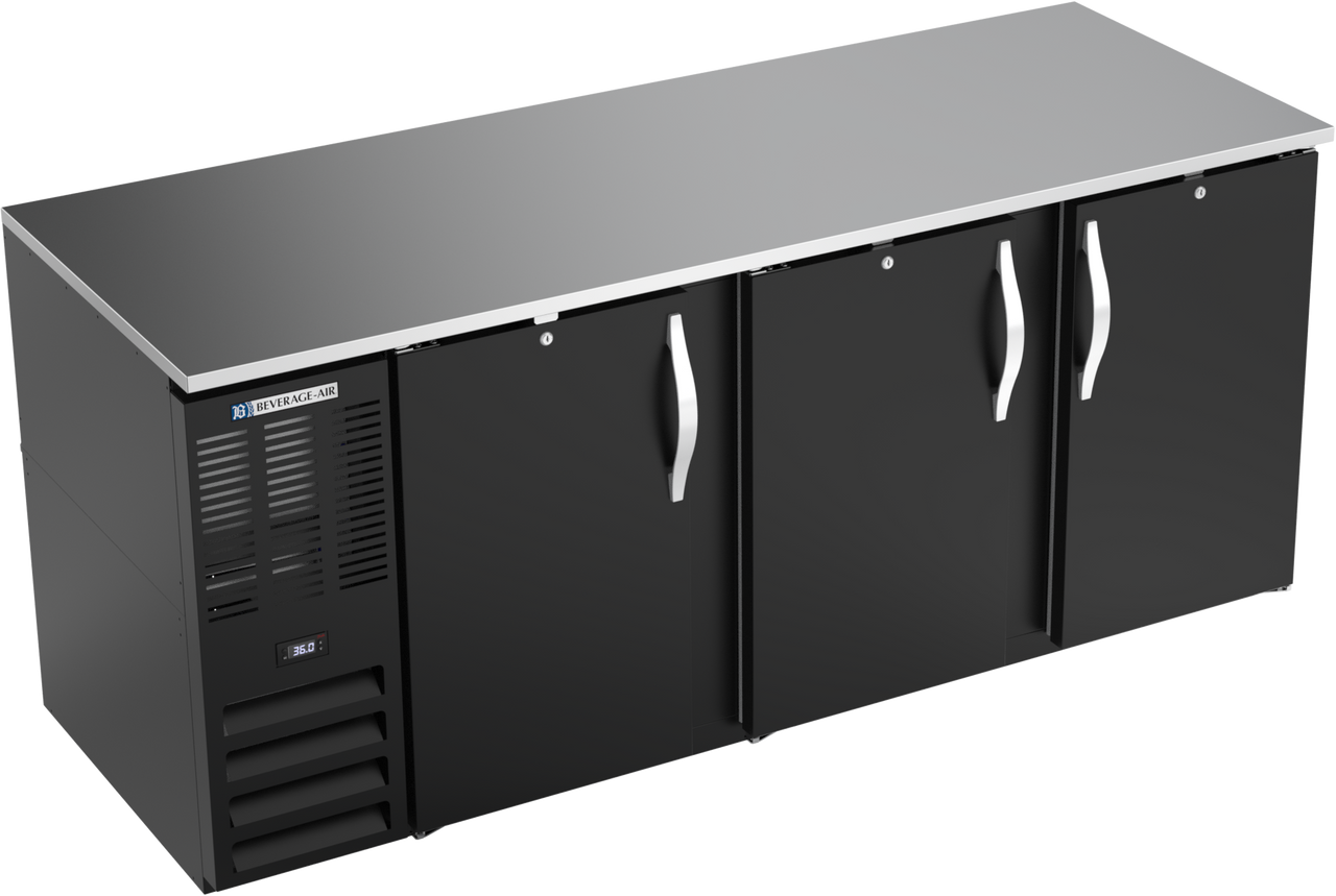 BB78HC-F-B | 78" Solid Doors Food Rated Back Bar in Black