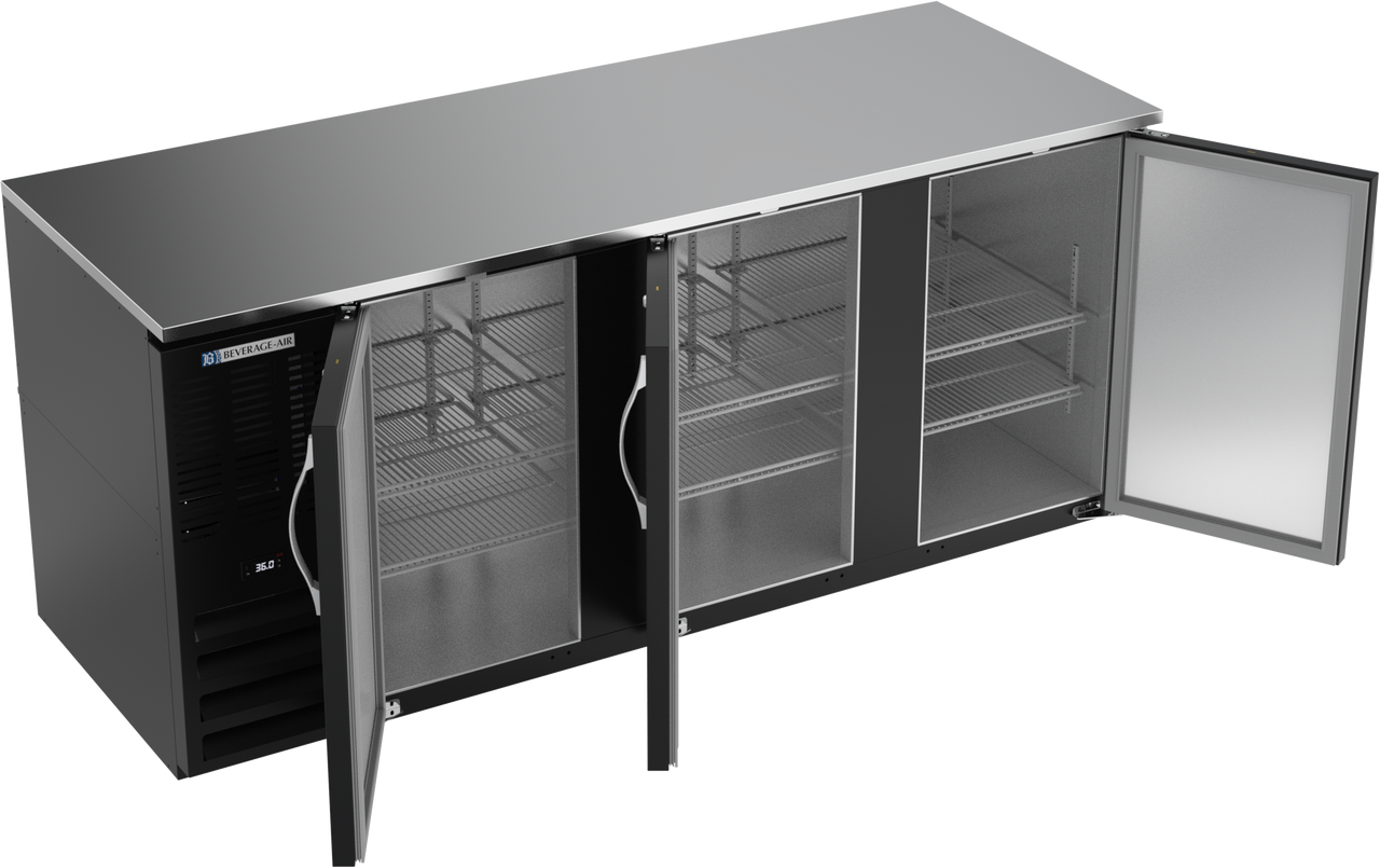 BB78HC-F-B | 78" Solid Doors Food Rated Back Bar in Black