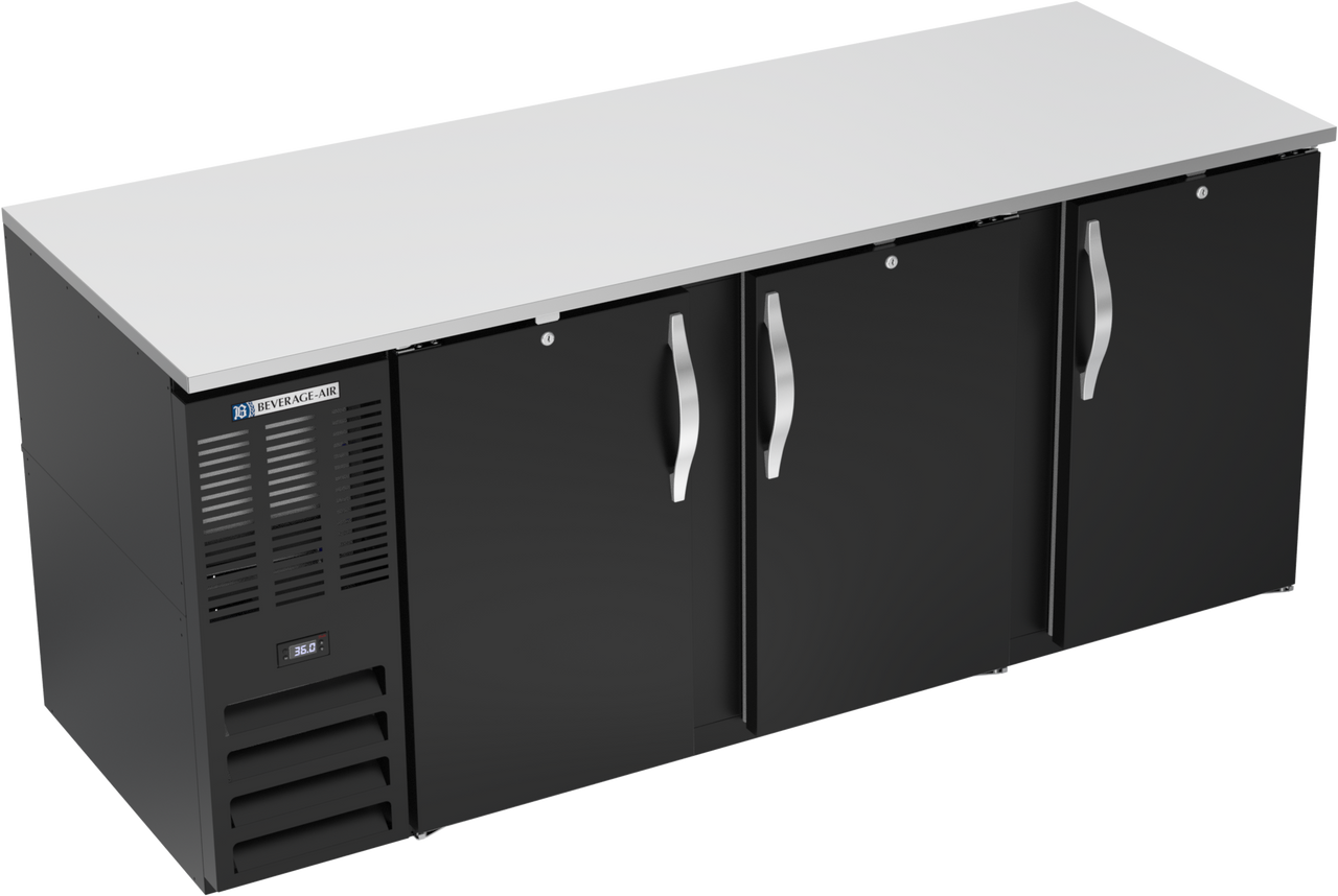 BB78HC-F-B | 78" Solid Doors Food Rated Back Bar in Black