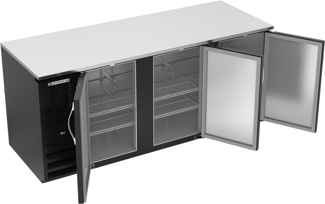 BB78HC-F-B | 78" Solid Doors Food Rated Back Bar in Black