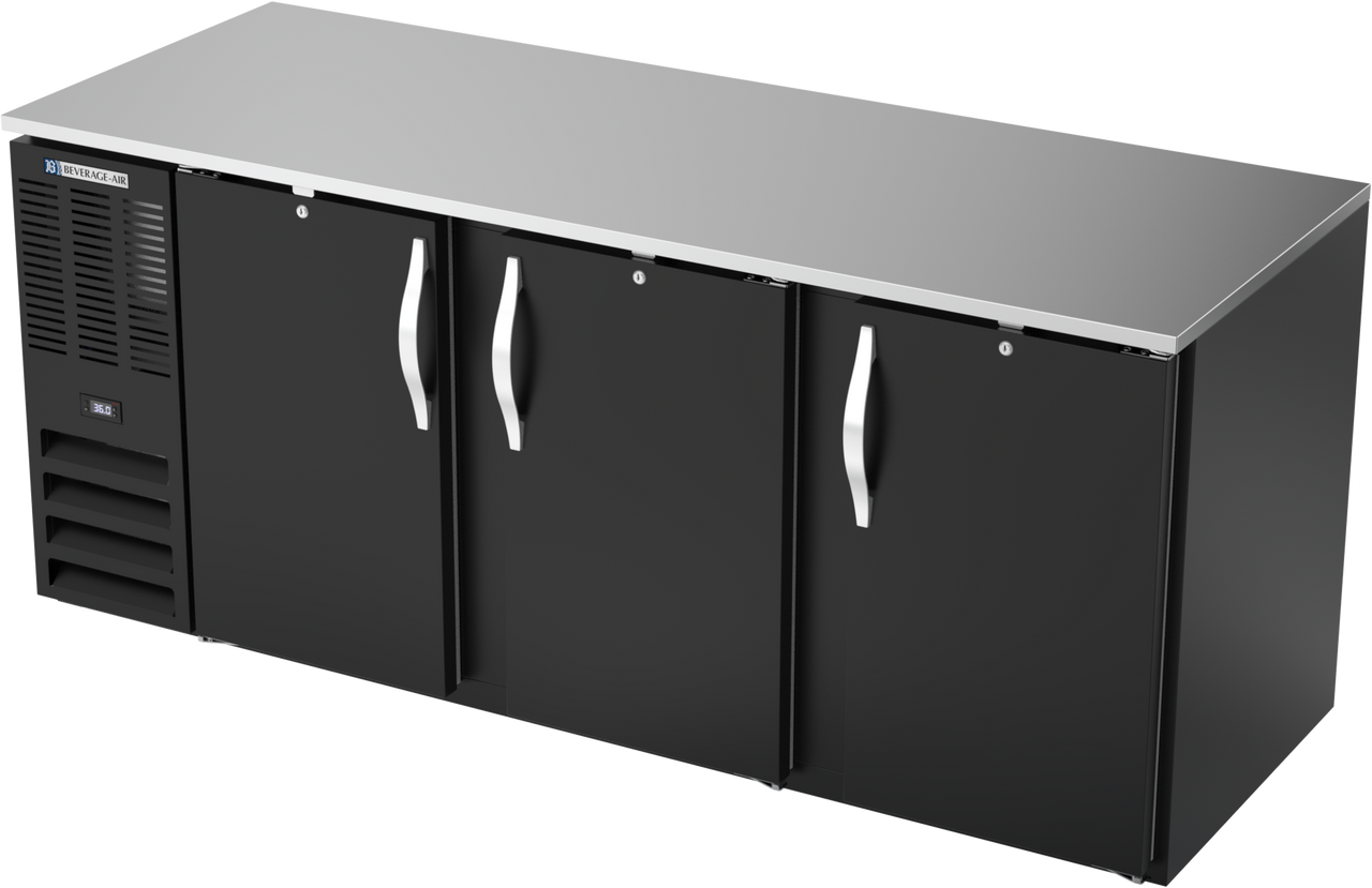 BB78HC-F-B | 78" Solid Doors Food Rated Back Bar in Black