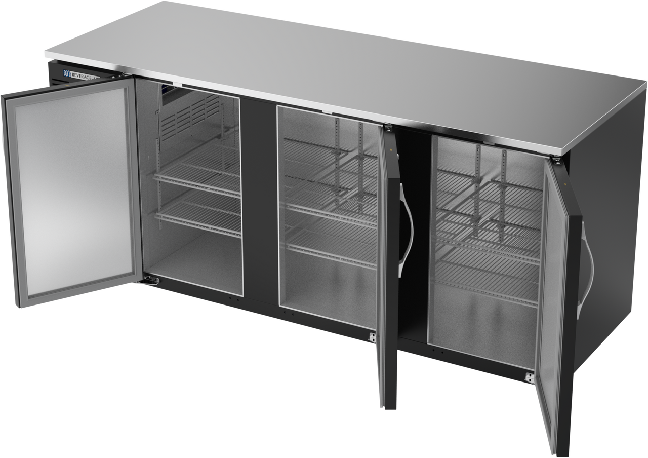 BB78HC-F-B | 78" Solid Doors Food Rated Back Bar in Black