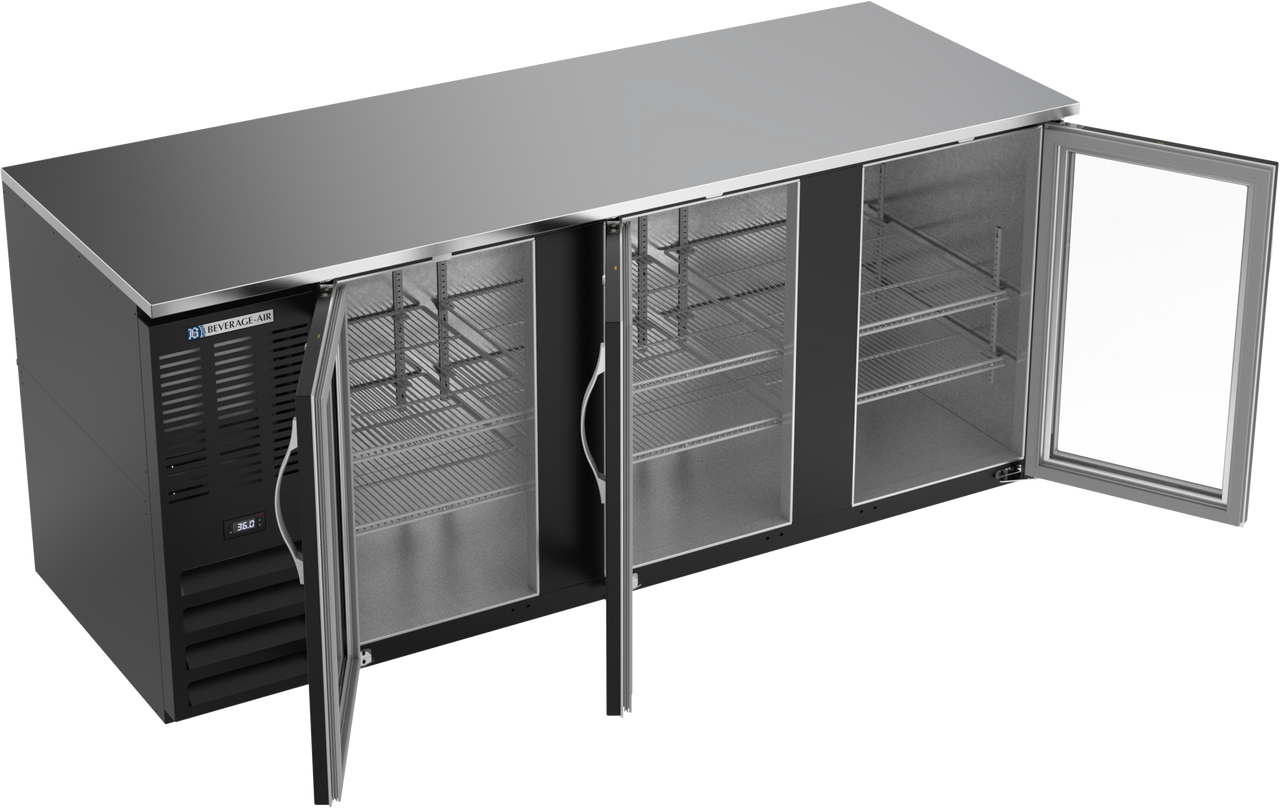 BB78HC-G-B | 78" Glass Doors Back Bar in Black BB78HC-G-B | 78" Glass Doors Back Bar in Black