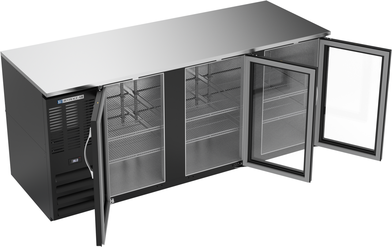 BB78HC-G-B | 78" Glass Doors Back Bar in Black