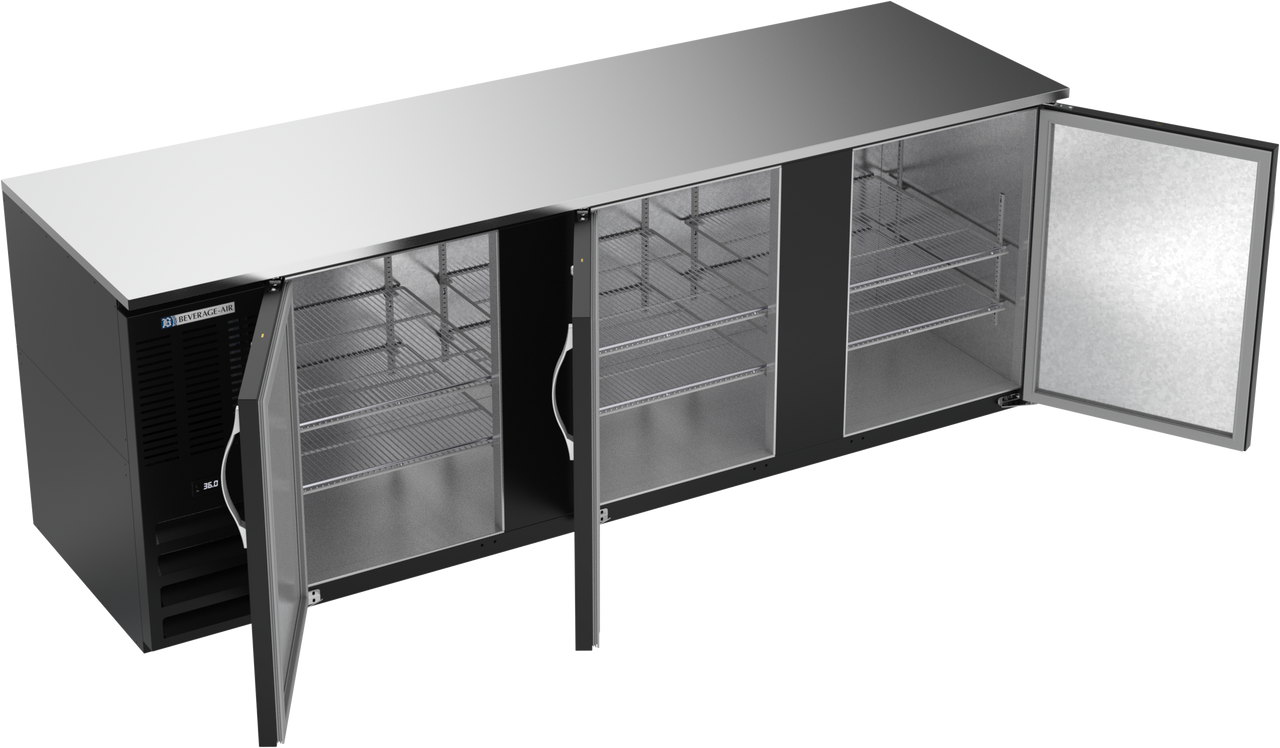 BB94HC-B | 94" Solid Doors Back Bar in Black