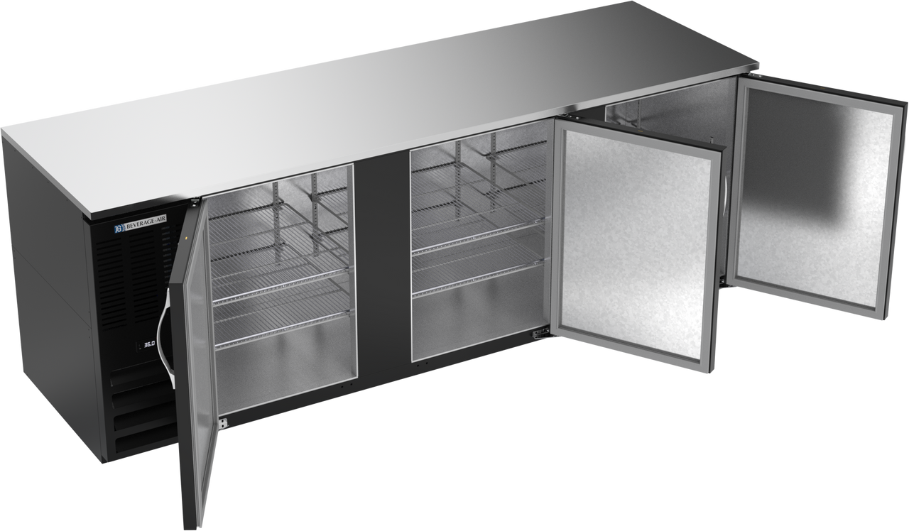 BB94HC-B | 94" Solid Doors Back Bar in Black