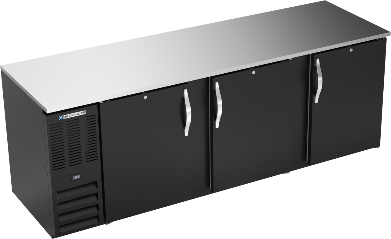 BB94HC-F-B | 94" Solid Doors Food Rated Back Bar in Black