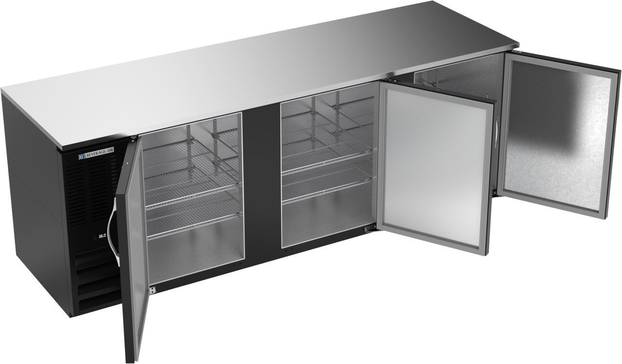 BB94HC-F-B | 94" Solid Doors Food Rated Back Bar in Black