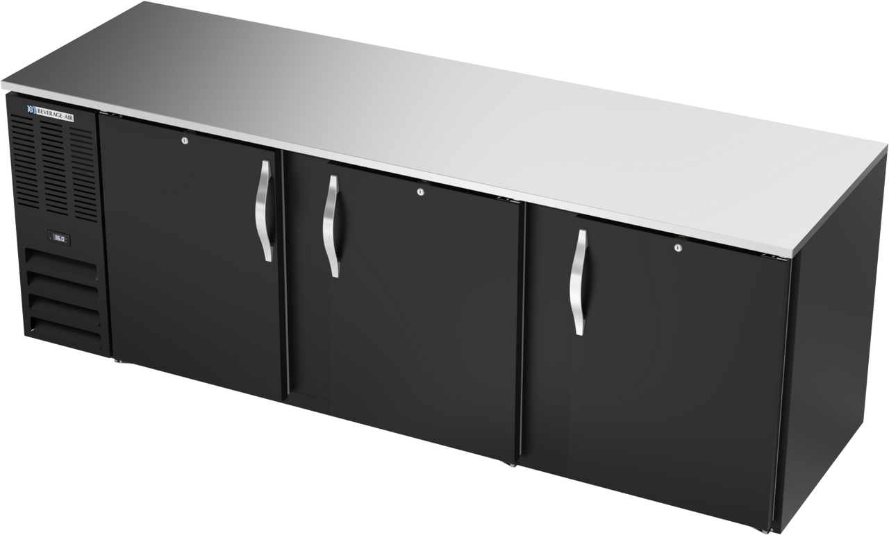 BB94HC-F-B | 94" Solid Doors Food Rated Back Bar in Black