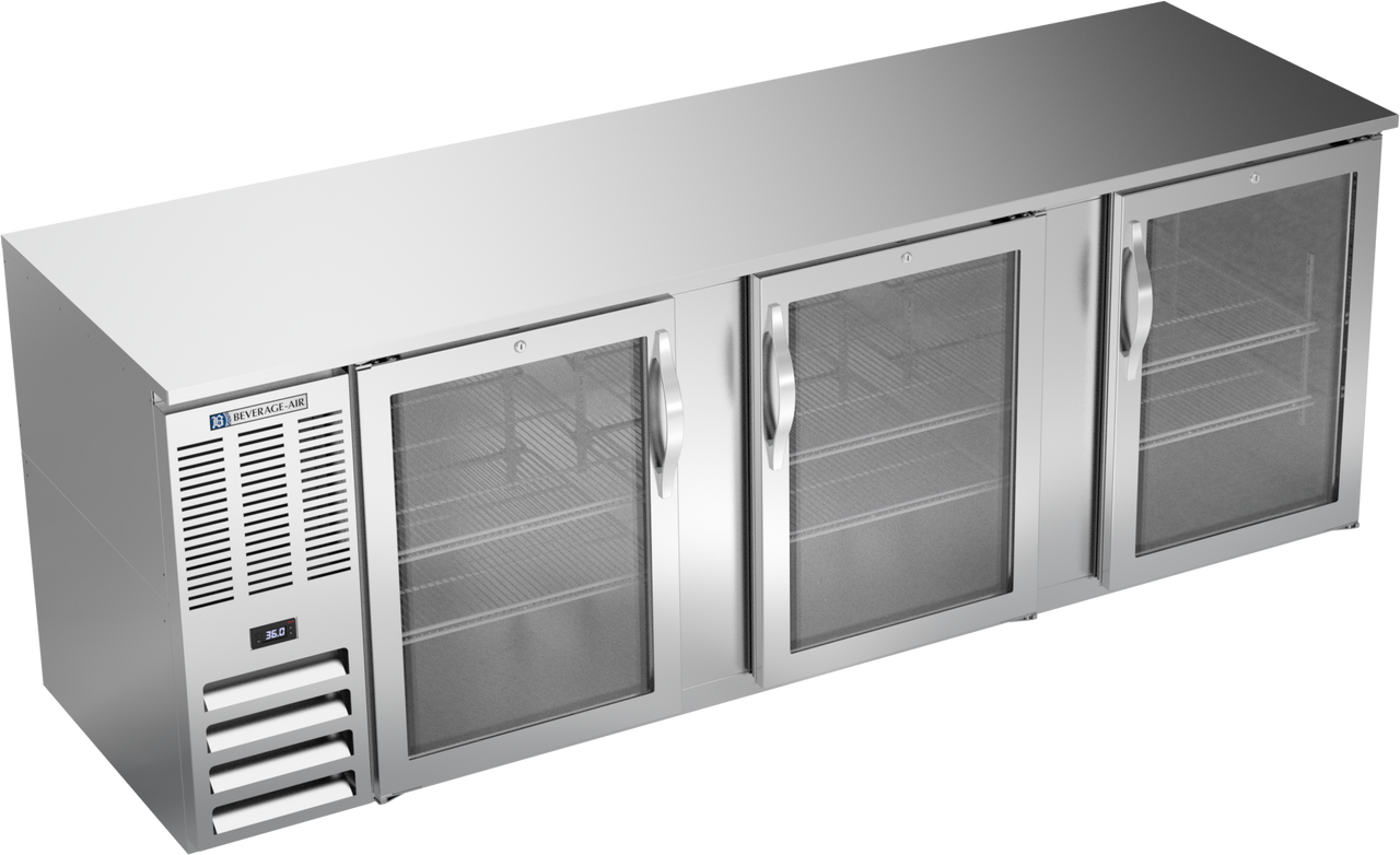 BB94HC-G-S | 94" Glass Doors Back Bar in Stainless Steel