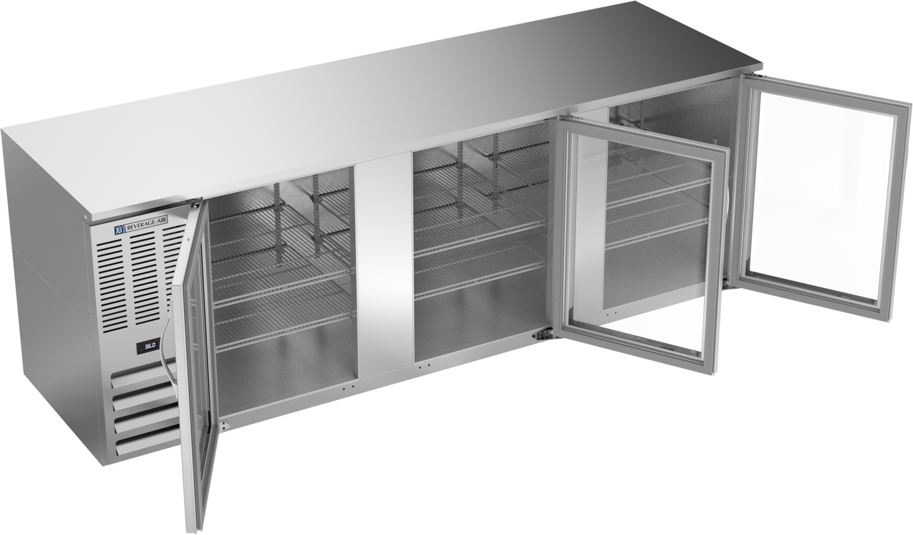 BB94HC-G-S | 94" Glass Doors Back Bar in Stainless Steel