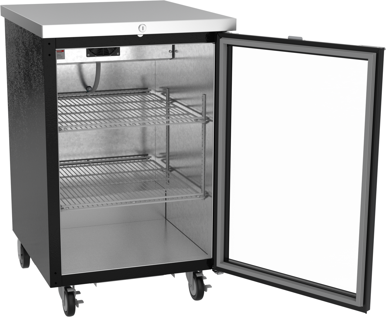 BB24HC-1-FG-B | 24" Glass Door Food Rated Back Bar in Black