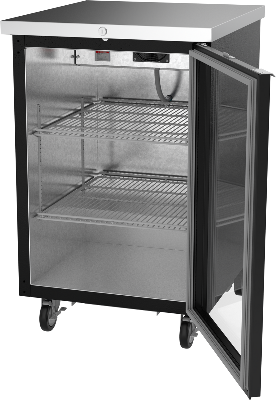 BB24HC-1-FG-B | 24" Glass Door Food Rated Back Bar in Black