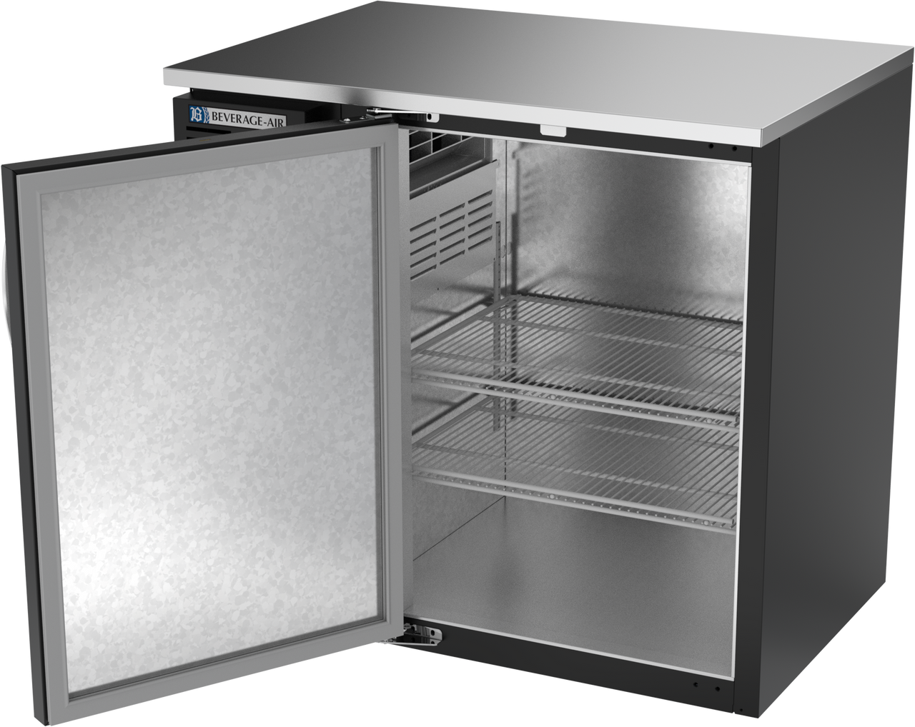 BBN36HC-B | 36" Narrow Depth Solid Door Back Bar in Black BBN36HC-B | 36" Narrow Depth Solid Door Back Bar in Black