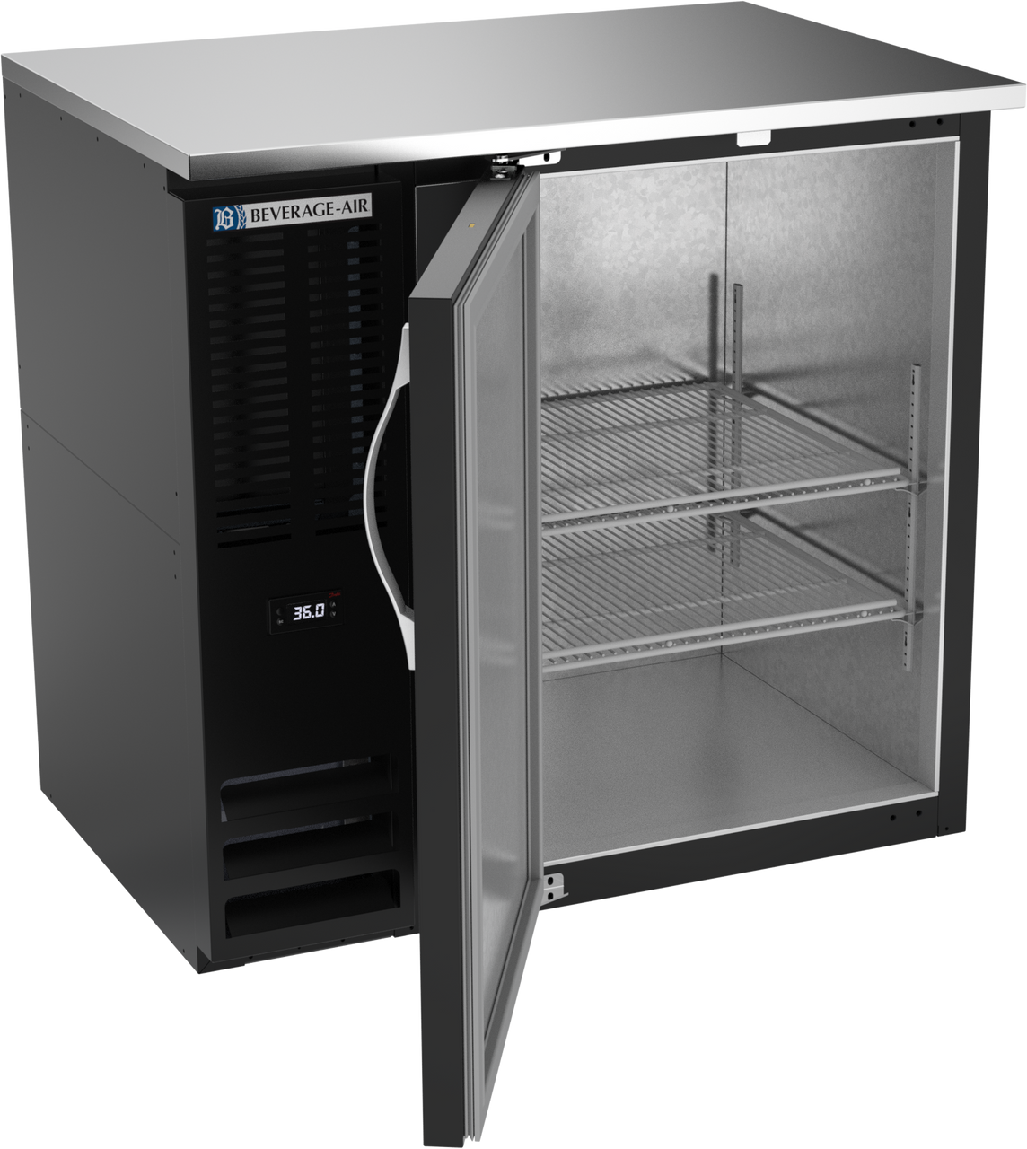 BBN36HC-B | 36" Narrow Depth Solid Door Back Bar in Black