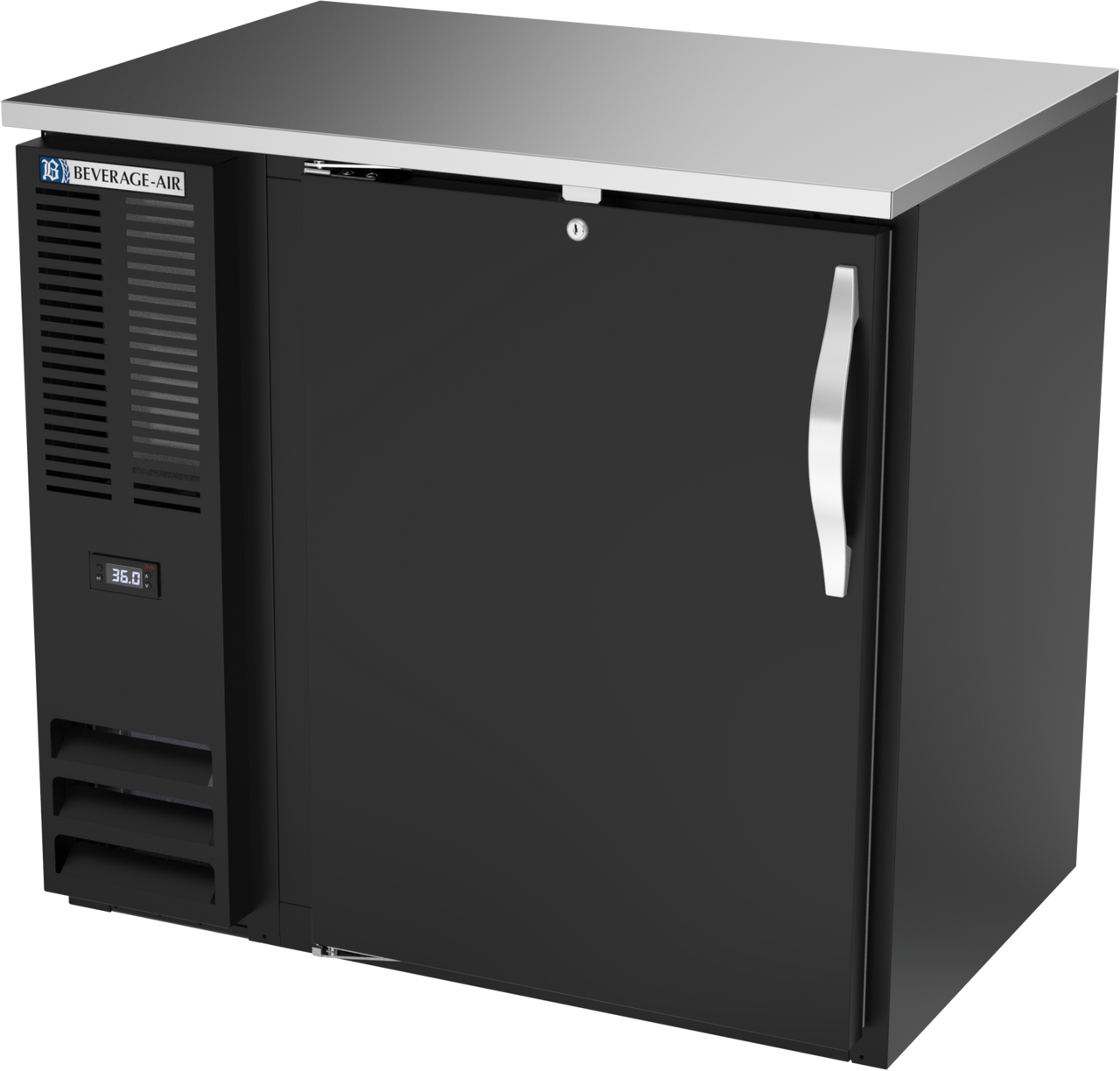 BBN36HC-F-B | 36" Narrow Depth Solid Door Food Rated Back Bar in Black