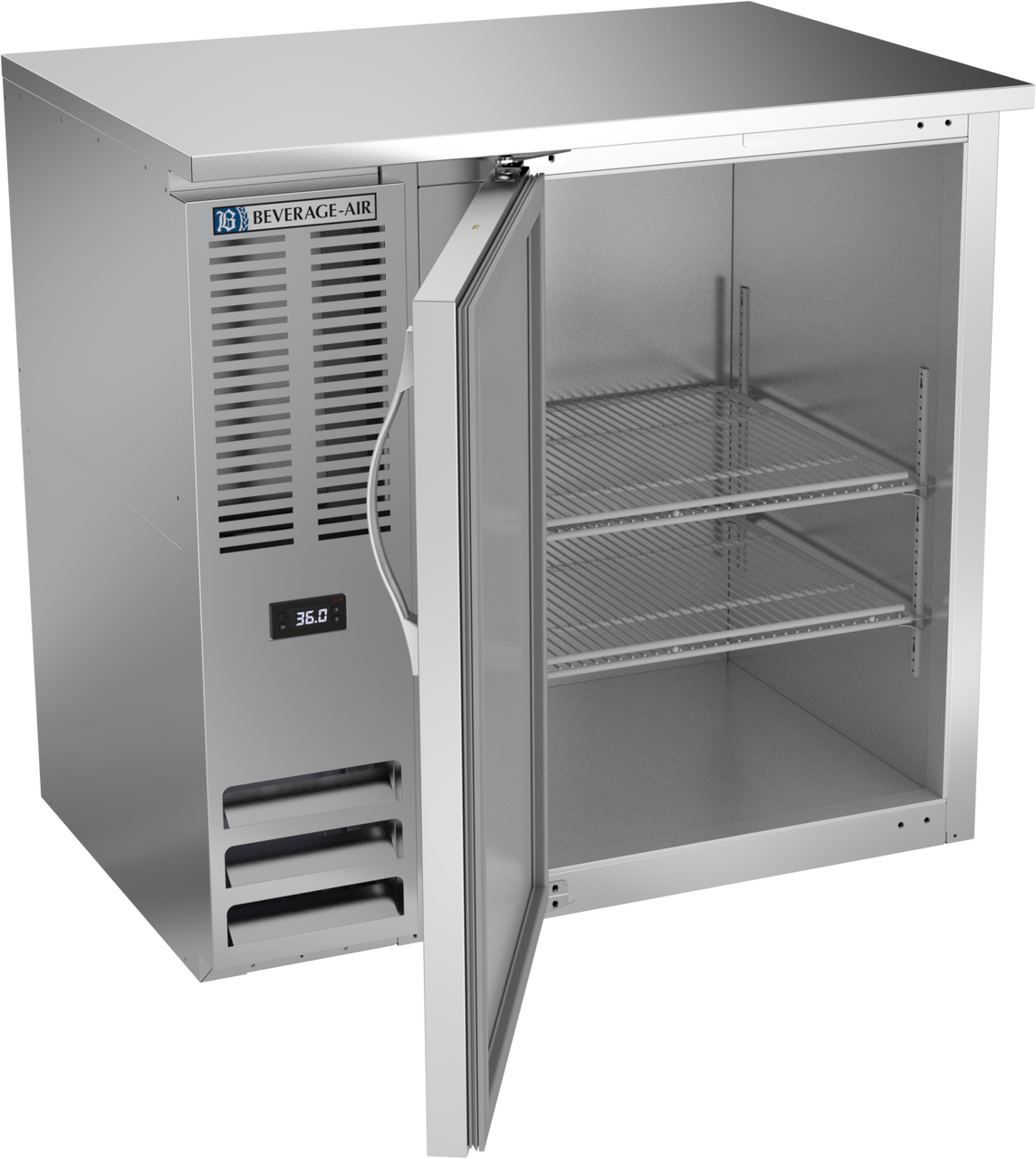 BBN36HC-F-S | 36" Narrow Depth Solid Door Food Rated Back Bar in Stainless Steel