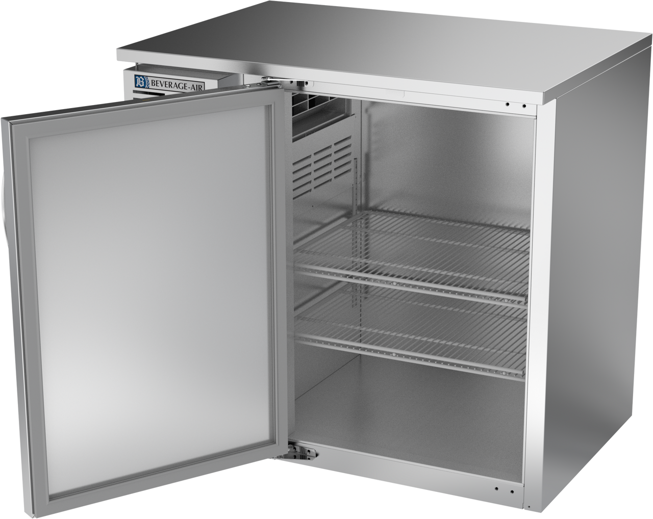 BBN36HC-F-S | 36" Narrow Depth Solid Door Food Rated Back Bar in Stainless Steel