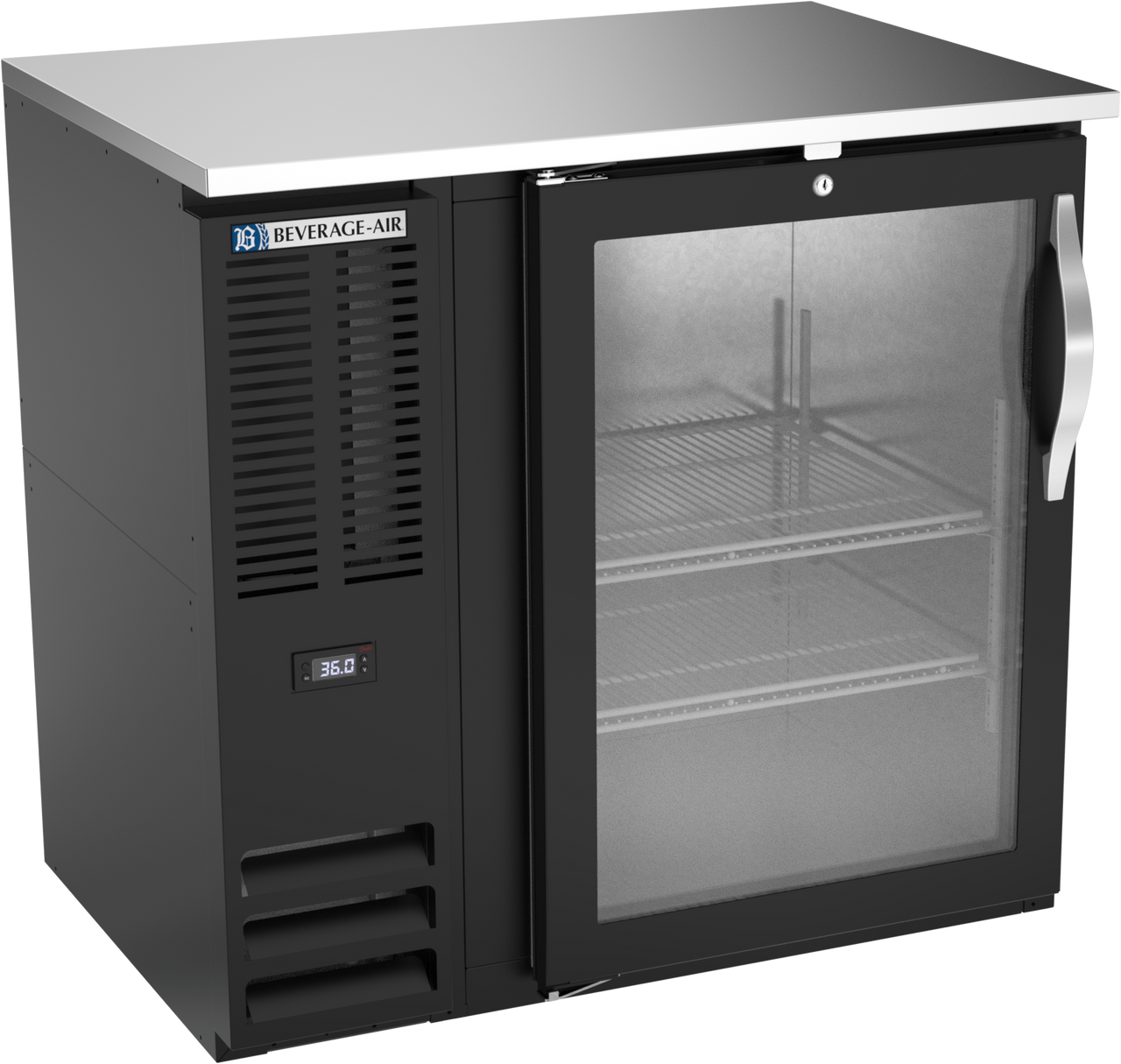 BBN36HC-G-B | 36" Narrow Depth Glass Door Back Bar in Black BBN36HC-G-B | 36" Narrow Depth Glass Door Back Bar in Black