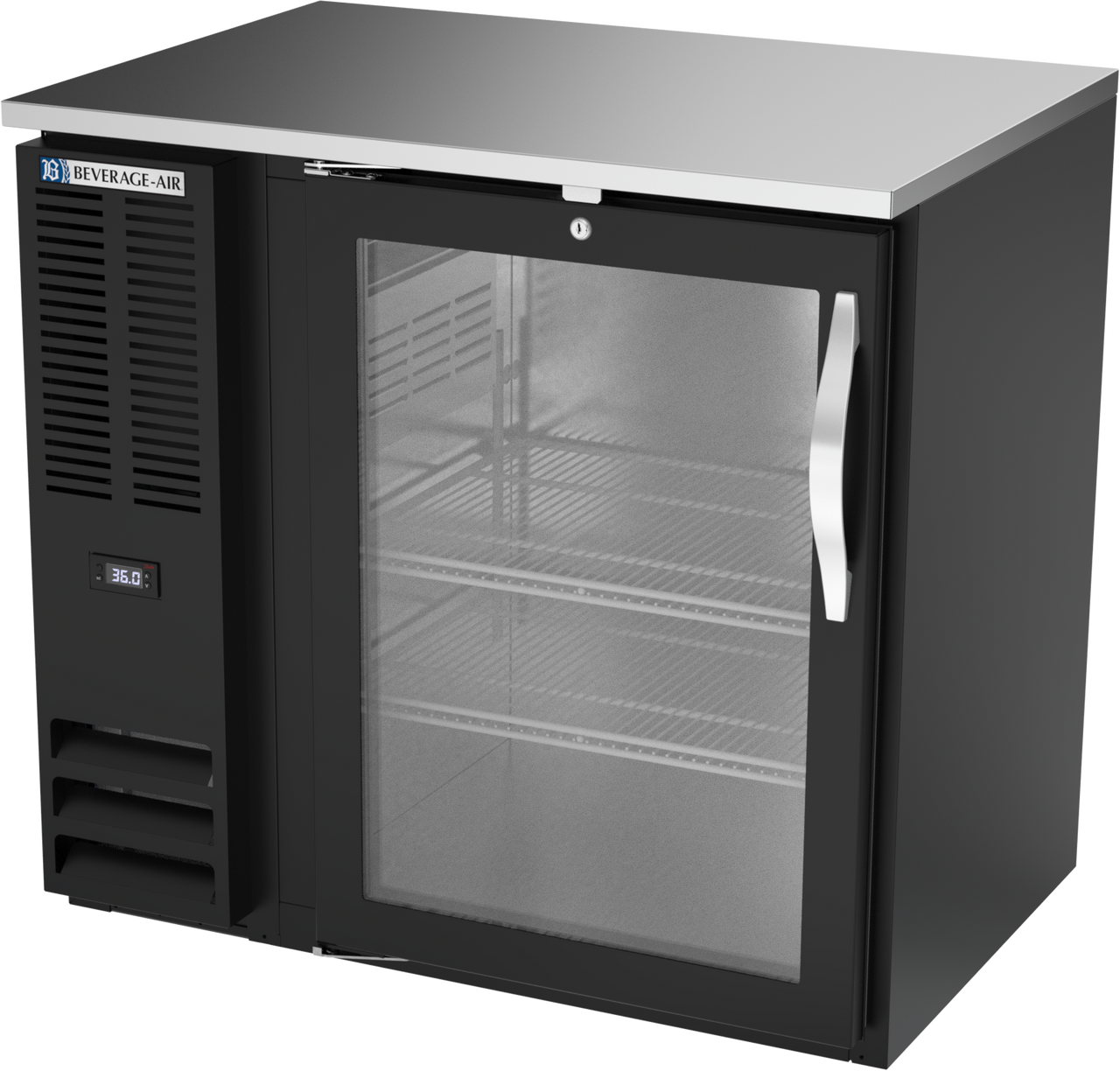 BBN36HC-G-B | 36" Narrow Depth Glass Door Back Bar in Black BBN36HC-G-B | 36" Narrow Depth Glass Door Back Bar in Black