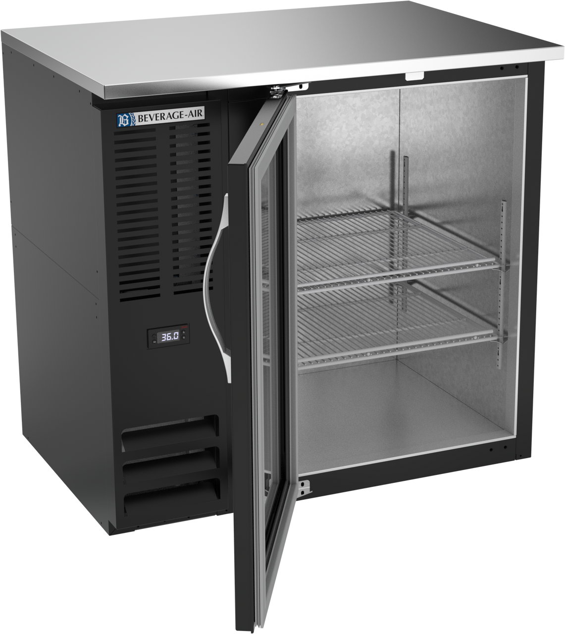 BBN36HC-G-B | 36" Narrow Depth Glass Door Back Bar in Black