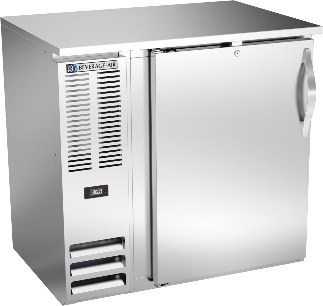 BBN36HC-S | 36" Narrow Depth Solid Door Back Bar in Stainless Steel