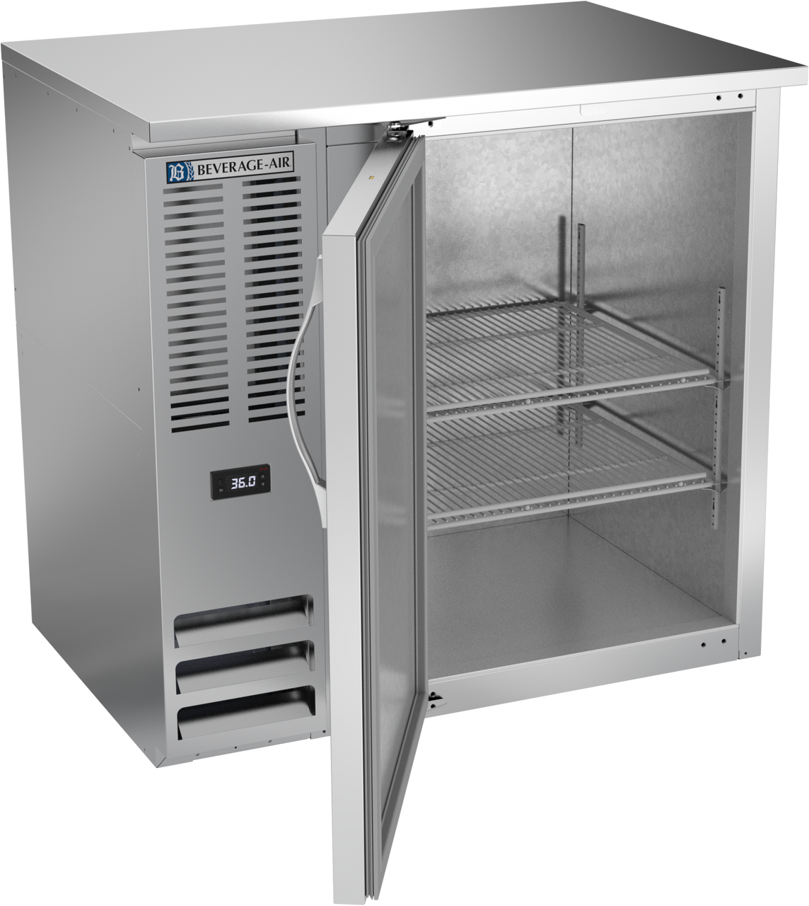 BBN36HC-S | 36" Narrow Depth Solid Door Back Bar in Stainless Steel