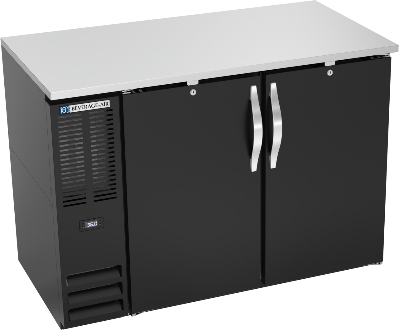 BBN48HC-B | 48" Narrow Depth Solid Doors Back Bar in Black